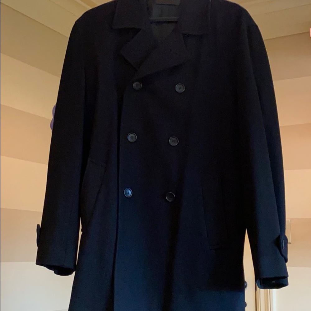 Vestimenta black wool peacoat double breasted